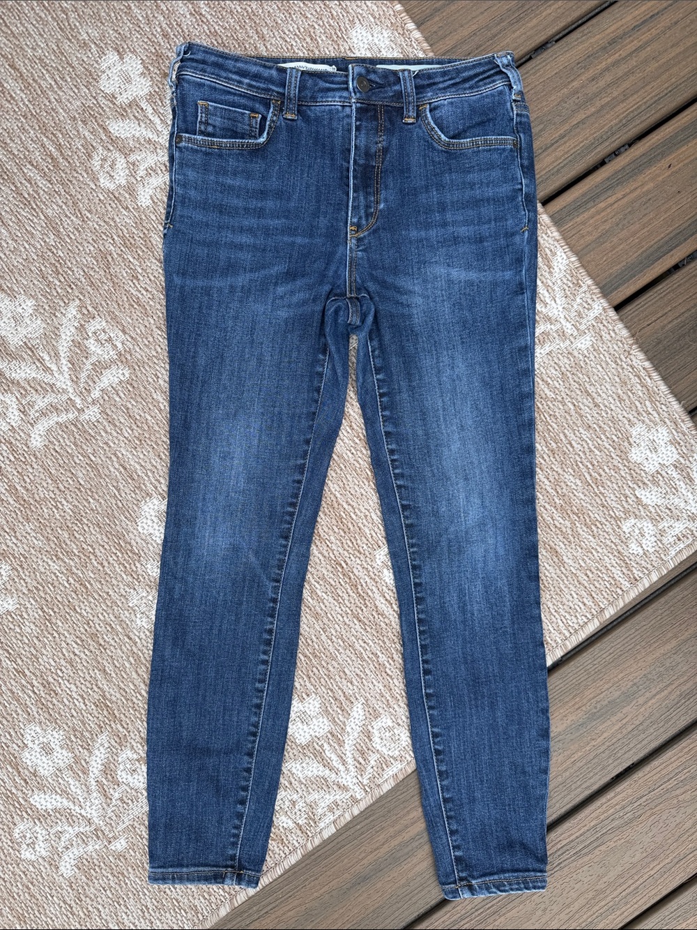 Pilcro and the Letterpress Mid-Rise Skinny Jeans in Blue Denim